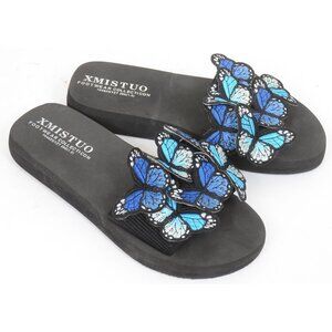 Butterfly Embellished Slip-on Thong Flat Slip-on Sandals Womens Size 9